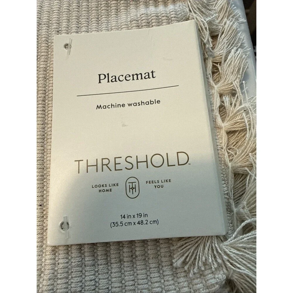 Set Of 4  Threshold Cream Cotton Linen Rectangular Placemat 14” x 19”
